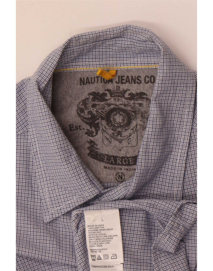 Мужская рубашка стандартного кроя Nautica с короткими рукавами, большая синяя клетка, хлопковая
