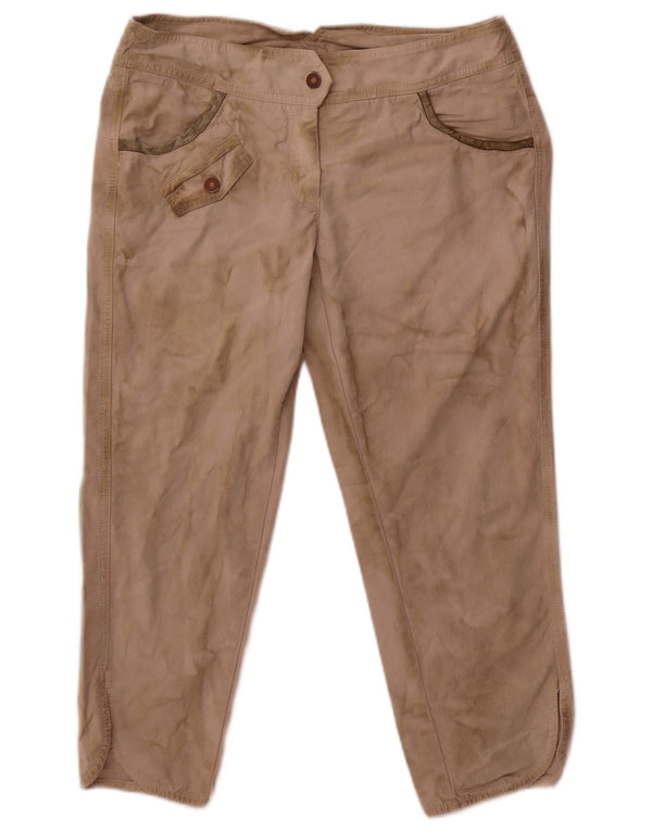 Женские прямые укороченные брюки Benetton W32 L24 бежевого цвета тай-дай