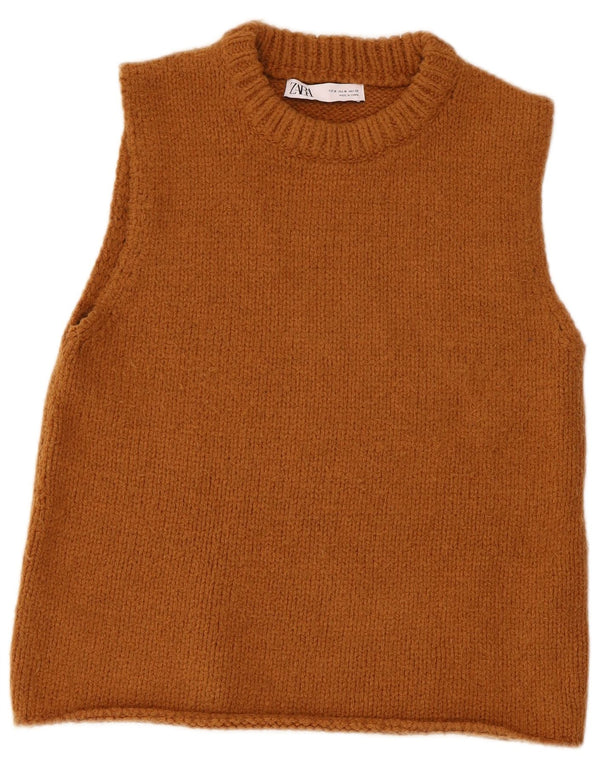 Женская майка Zara Vest UK 12, средний коричневый акрил