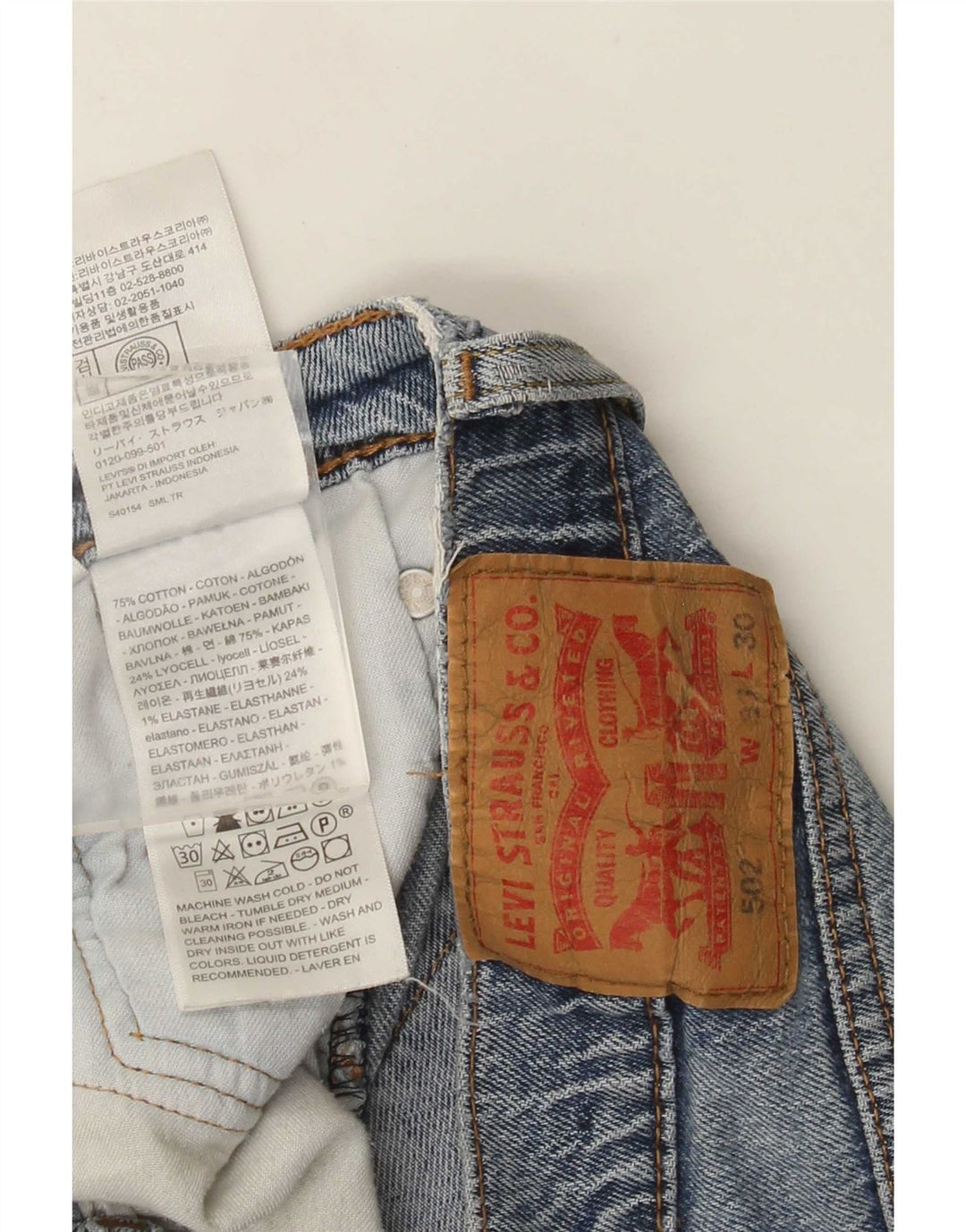 Мужские зауженные джинсы Levi's 502 W33 L30 синие, хлопок