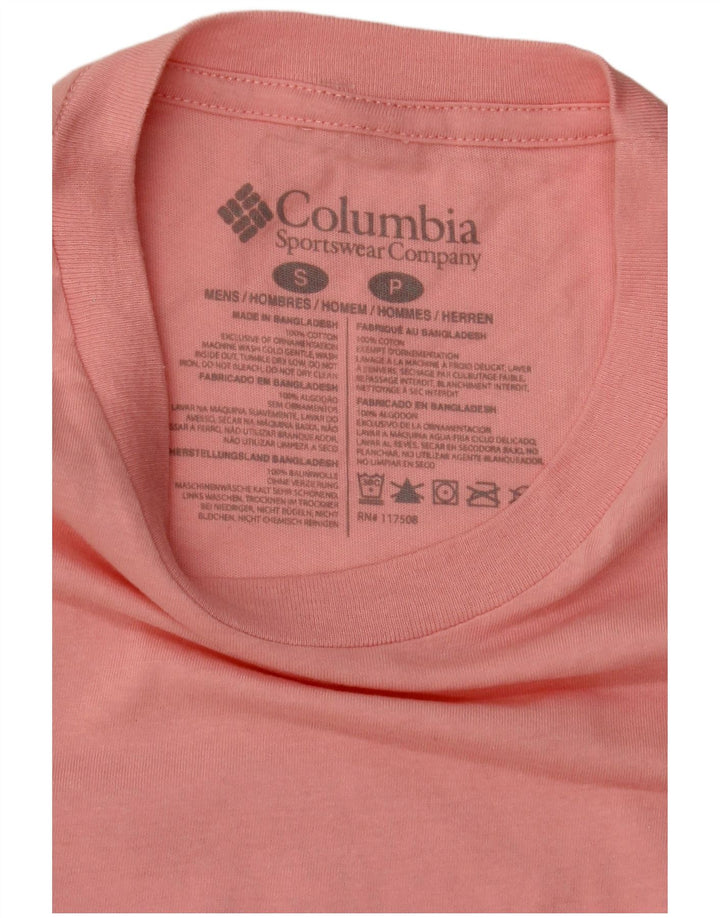 Мужская футболка с рисунком Columbia, маленькая розовая