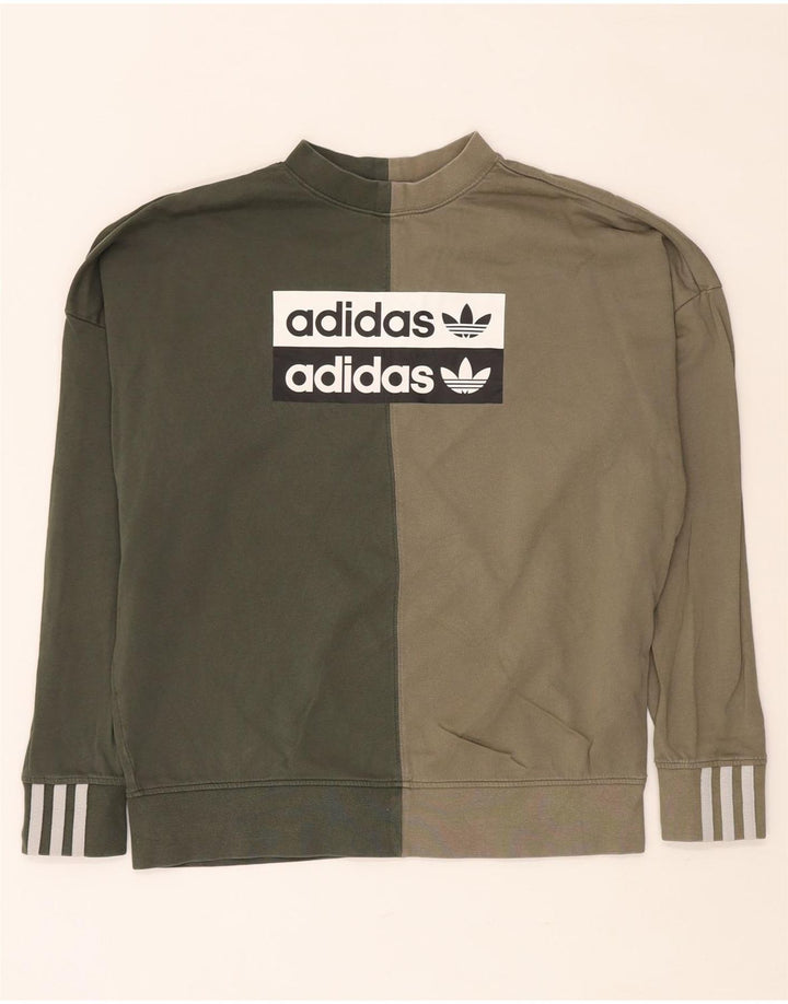 Женский джемпер оверсайз ADIDAS UK 8, маленький, цвет хаки, цветной блок