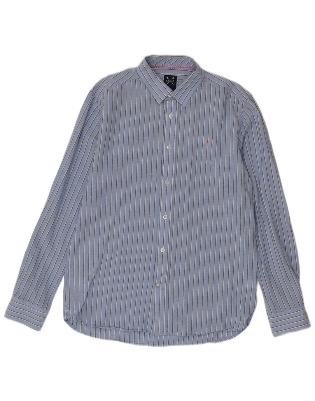 Crew Clothing Мужская приталенная рубашка из хлопка средней синей полоски