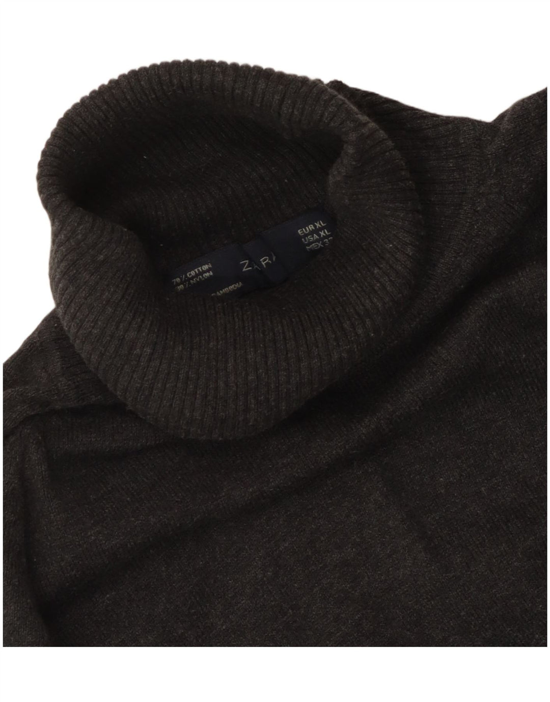 Женский джемпер с высоким воротником ZARA UK 18 XL, серый хлопок