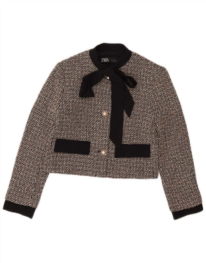 Женский укороченный пиджак Zara с 3 пуговицами, Великобритания, 10 штук, маленькая разноцветная клетка