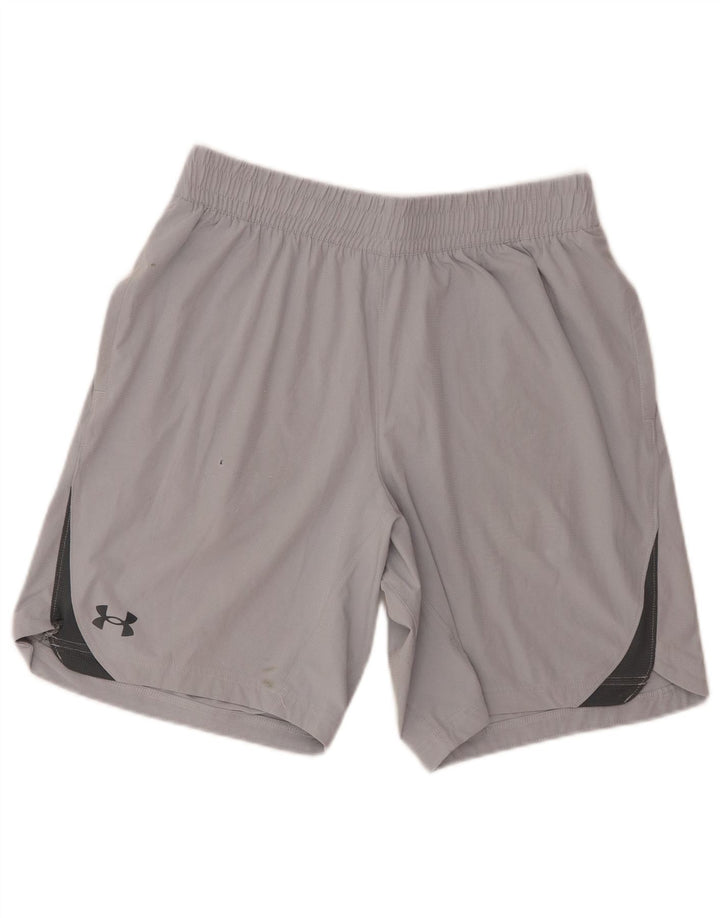 Мужские спортивные шорты с графическим рисунком Under Armour, средне-серые, полиэстер с цветными блоками