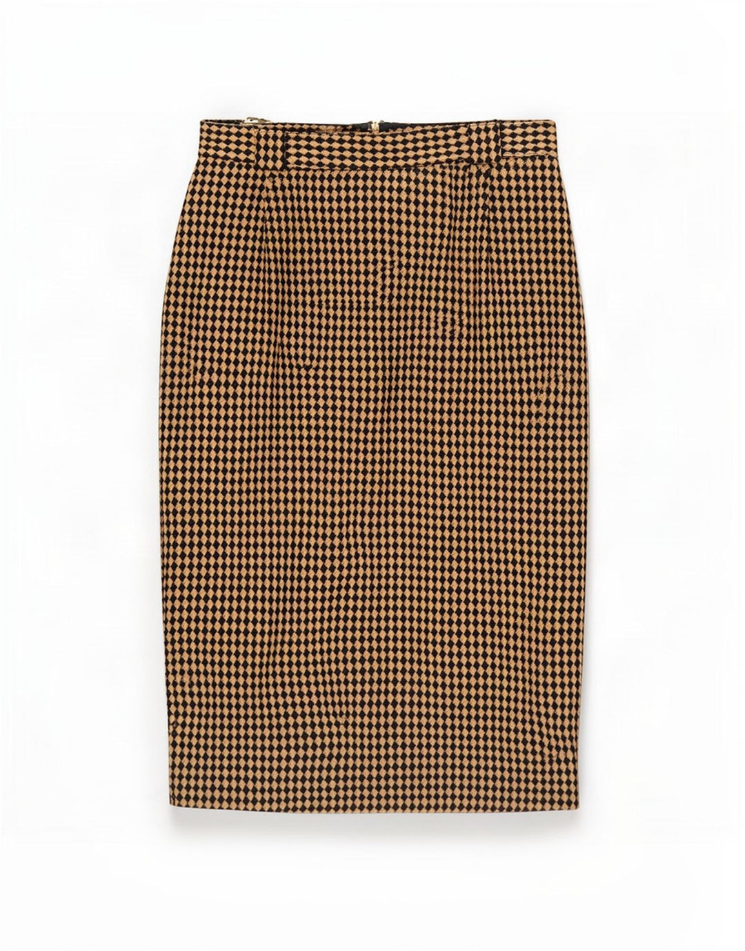 Женская юбка-карандаш Michael H UK 12 Medium W26 Бежевая с узором ромб/шерсть