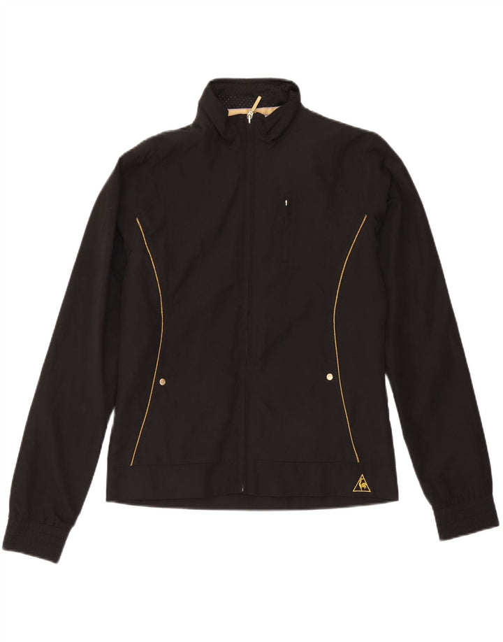 LE COQ SPORTIF Womens Tracksuit Top Jacket UK 14 Large Black Polyester Vintage Le Coq Sportif and Second-Hand Le Coq Sportif from Messina Hembry 