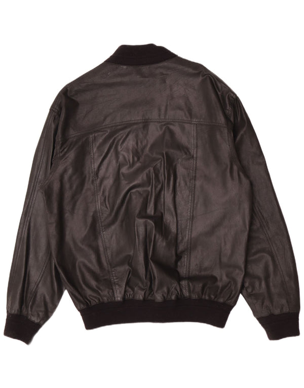 Винтажная мужская кожаная куртка IT 58 4XL черная