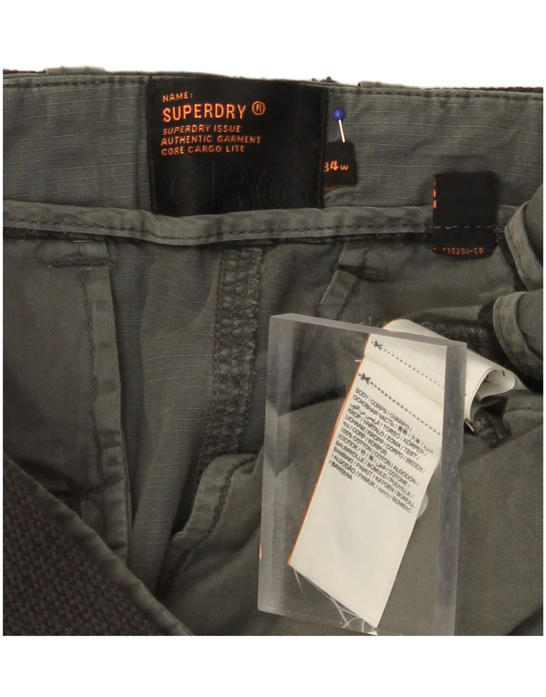 SUPERDRY Мужские шорты-карго W34, большие, цвета хаки, хлопок