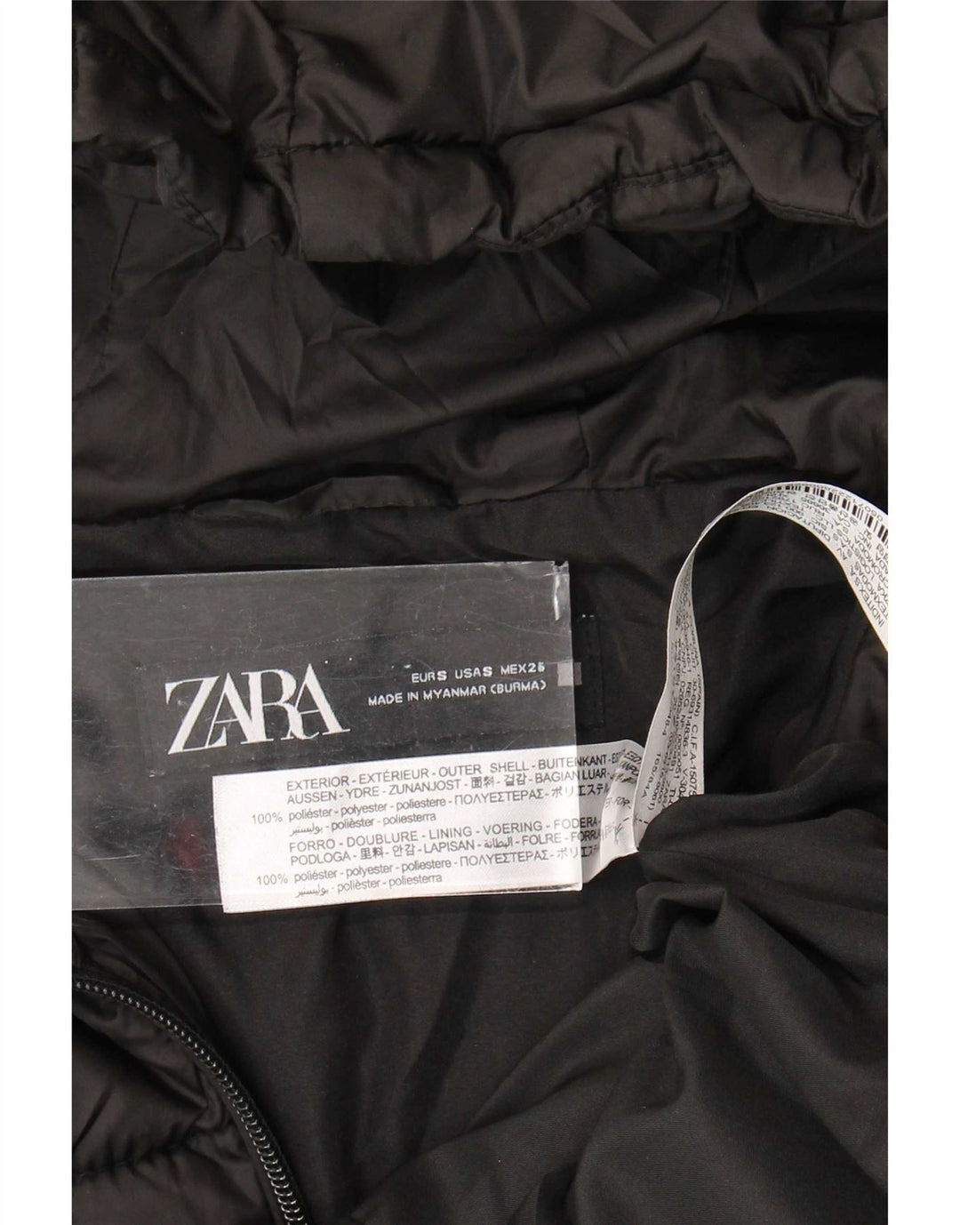 Женская стеганая куртка Zara UK 10, маленький черный полиэстер