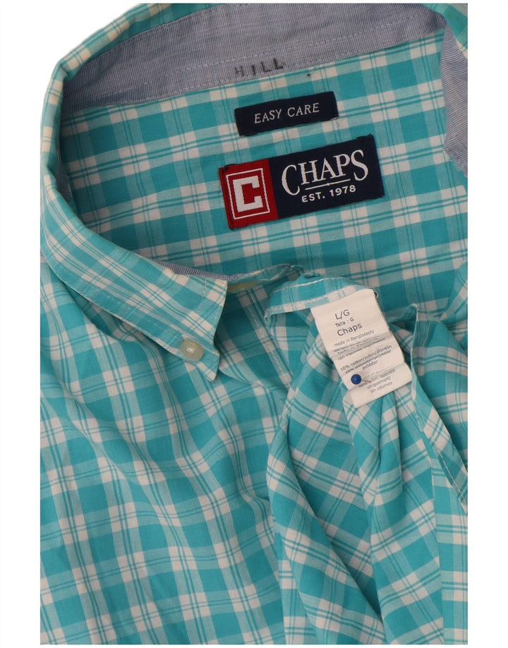 Мужская рубашка Chaps Easy Care, большая синяя клетка, хлопковая