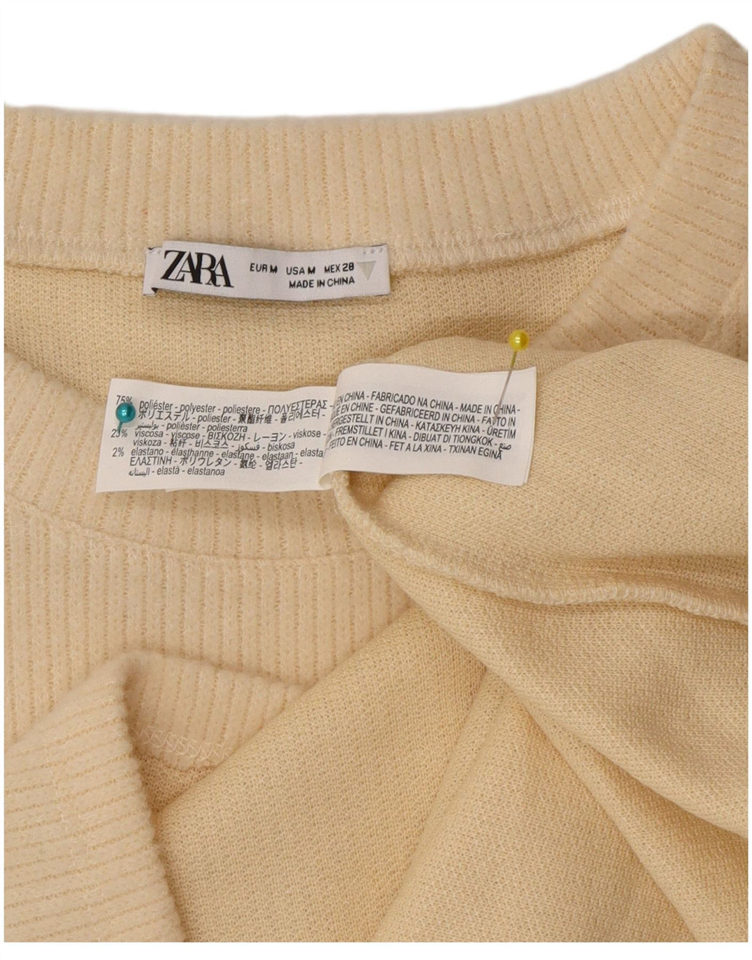 Женский топ Zara с длинным рукавом UK 14, средний бежевый, полиэстер