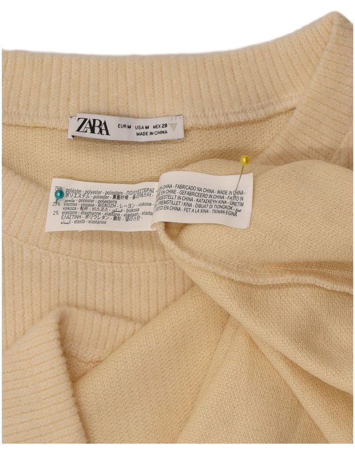 Женский топ Zara с длинным рукавом UK 14, средний бежевый, полиэстер