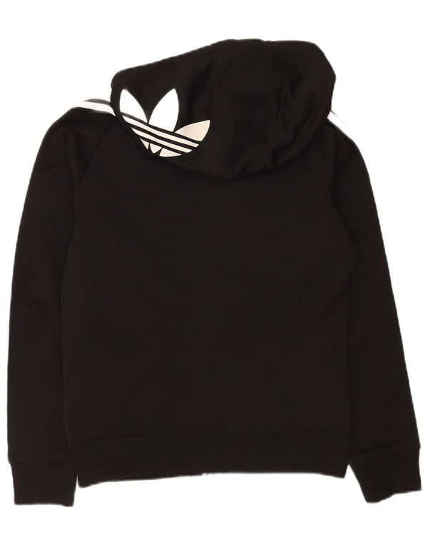 Женский свитер с капюшоном Adidas на молнии с графическим рисунком UK 12, средний черный, полиэстер