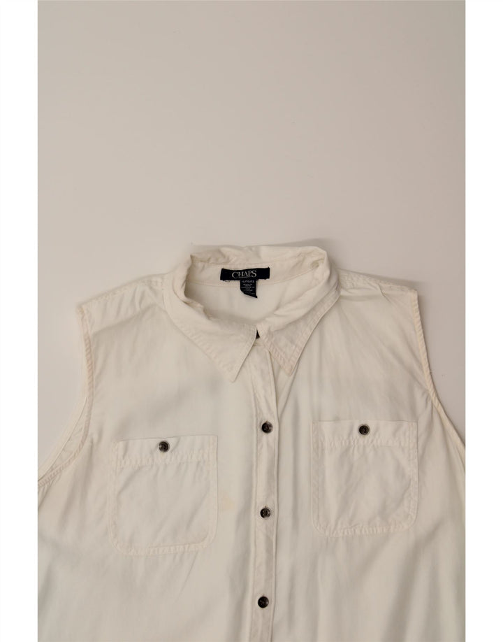 CHAPS Womens Sleeveless Shirt UK 18 XL White Lyocell Vintage Chaps and Second-Hand Chaps from Messina Hembry 