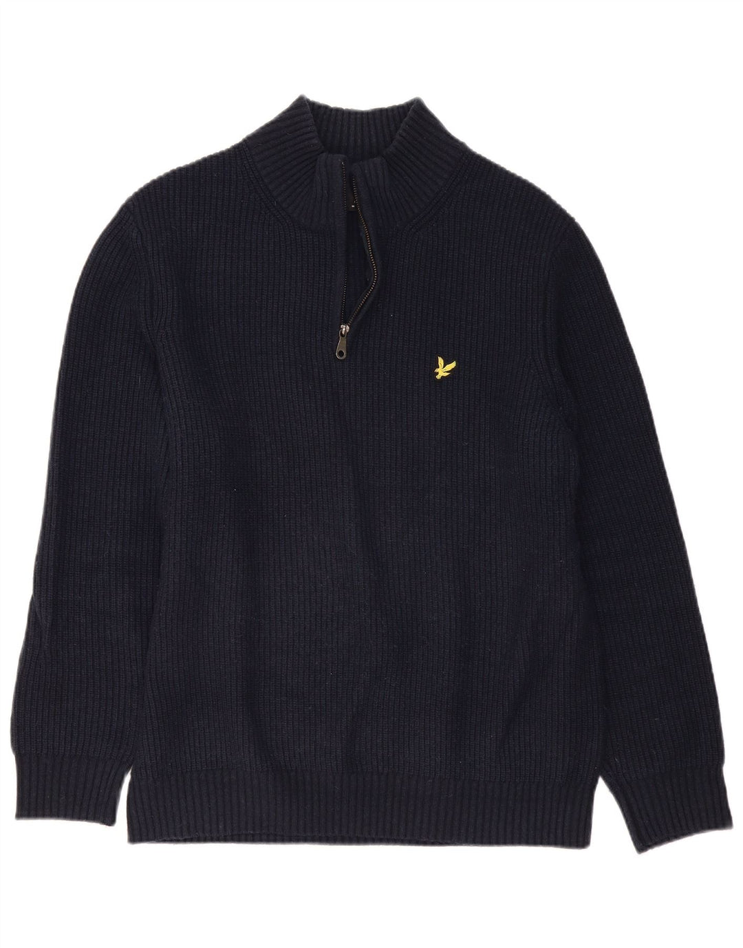 Мужской джемпер с воротником на молнии Lyle & Scott, большой темно-синий шерстяной свитер
