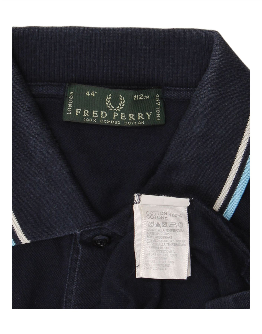Мужская рубашка поло FRED PERRY среднего размера, темно-синяя, хлопковая