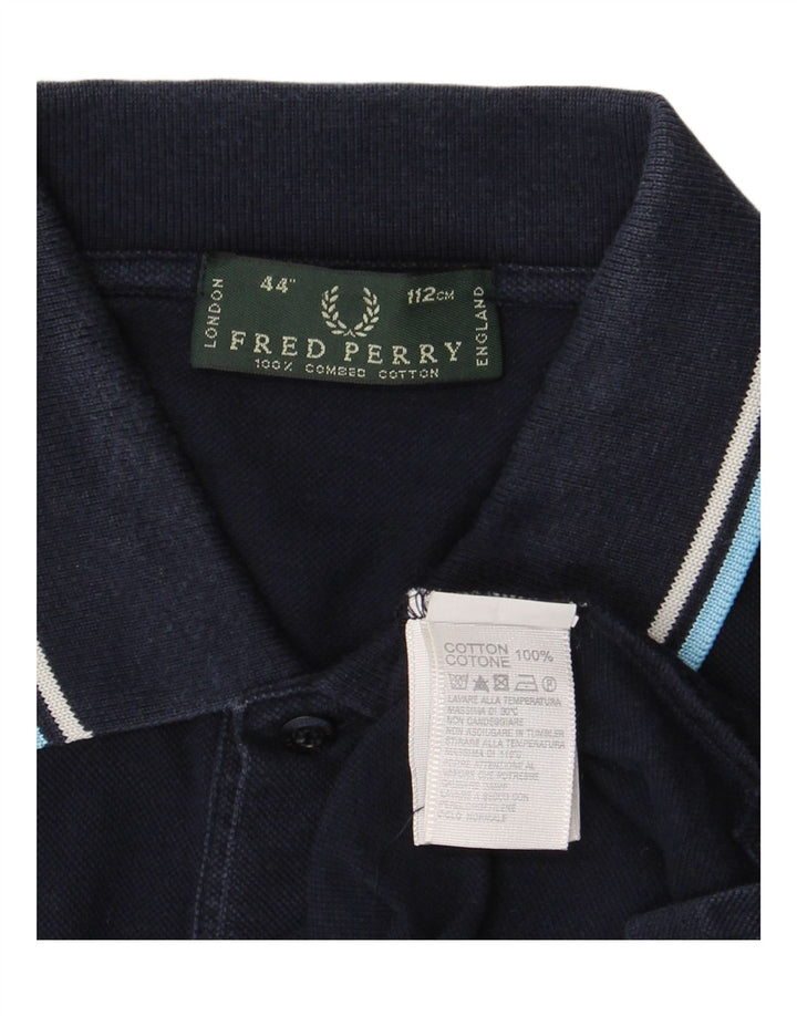 Мужская рубашка поло FRED PERRY среднего размера, темно-синяя, хлопковая