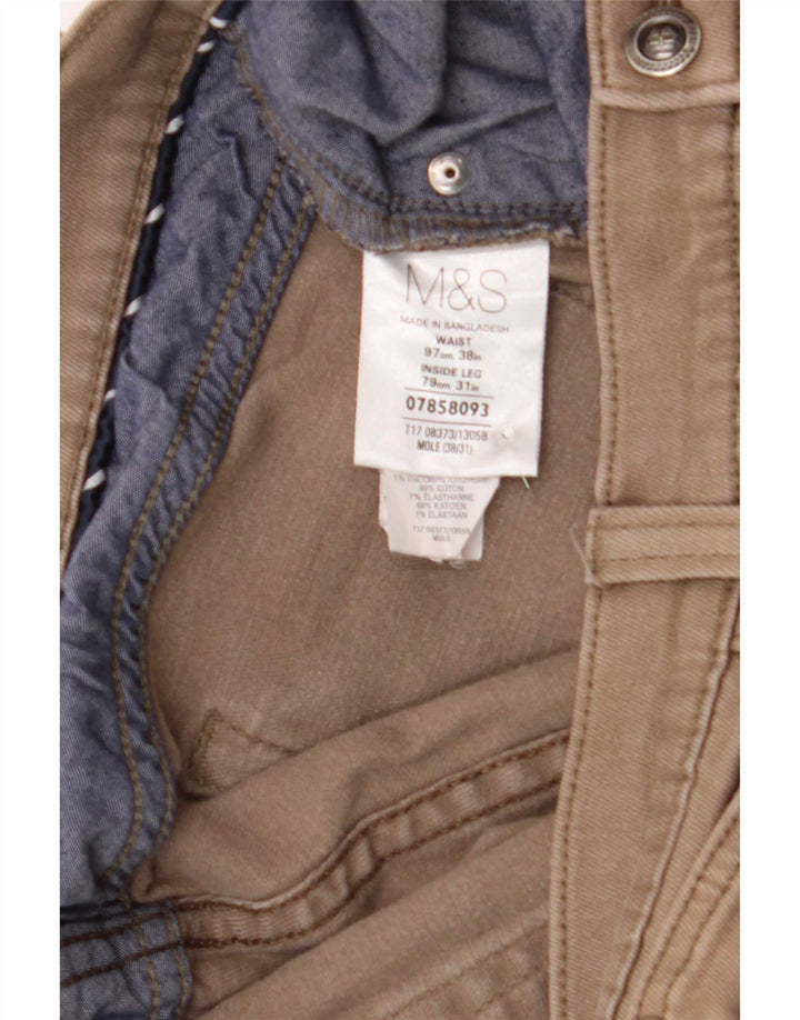 Мужские прямые джинсы Marks & Spencer W38 L31 коричневые, хлопок