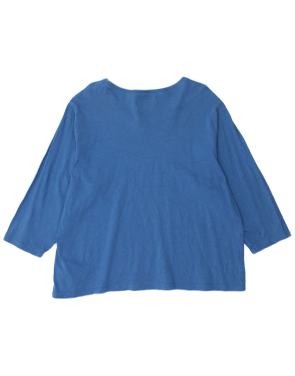 L.L.BEAN Womens Top 3/4 Sleeve UK 20 2XL Blue