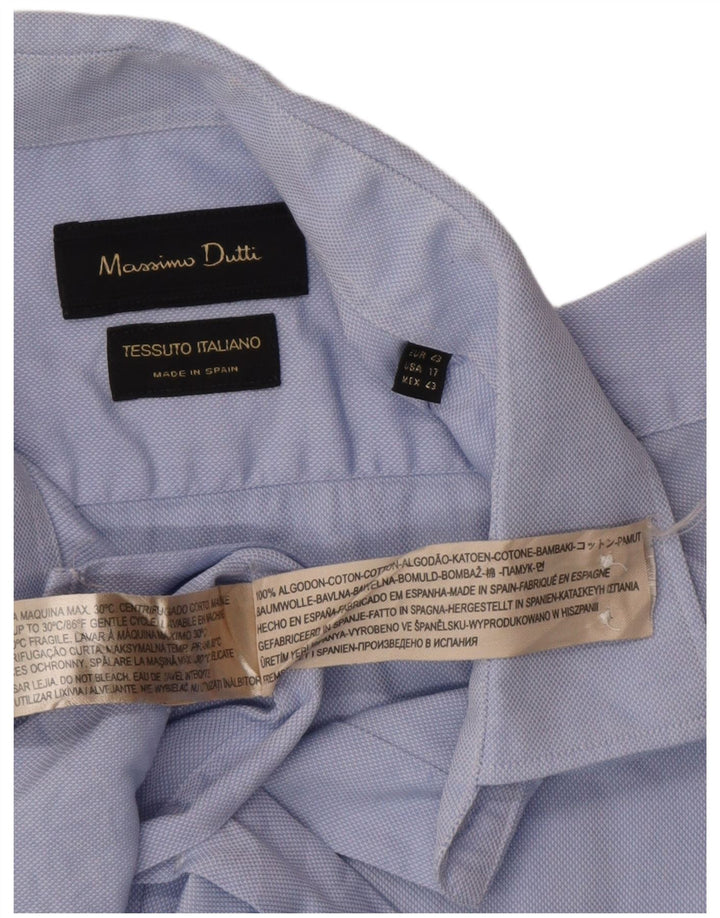 Мужская рубашка Massimo Dutti, размер 43 17, большая синяя хлопковая