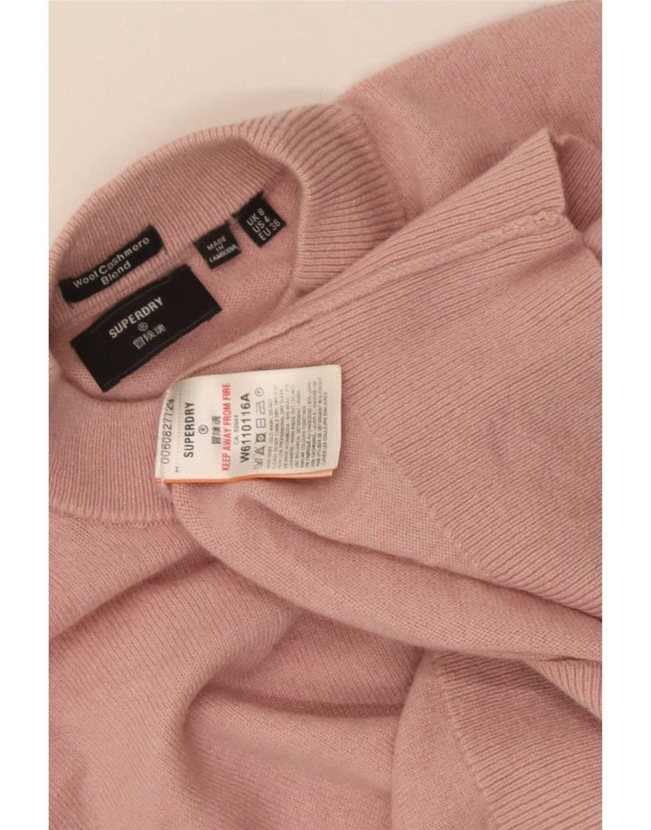 Женский укороченный джемпер с высоким воротником Superdry, размер UK 8, маленький розовый