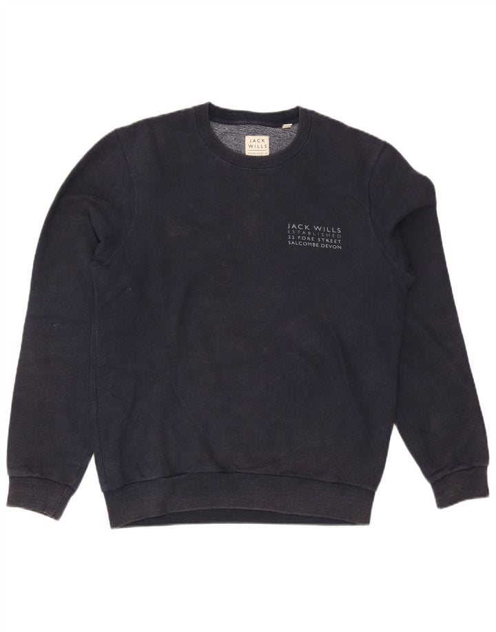 Мужской свитшот с рисунком Jack Wills, средний темно-синий хлопковый джемпер