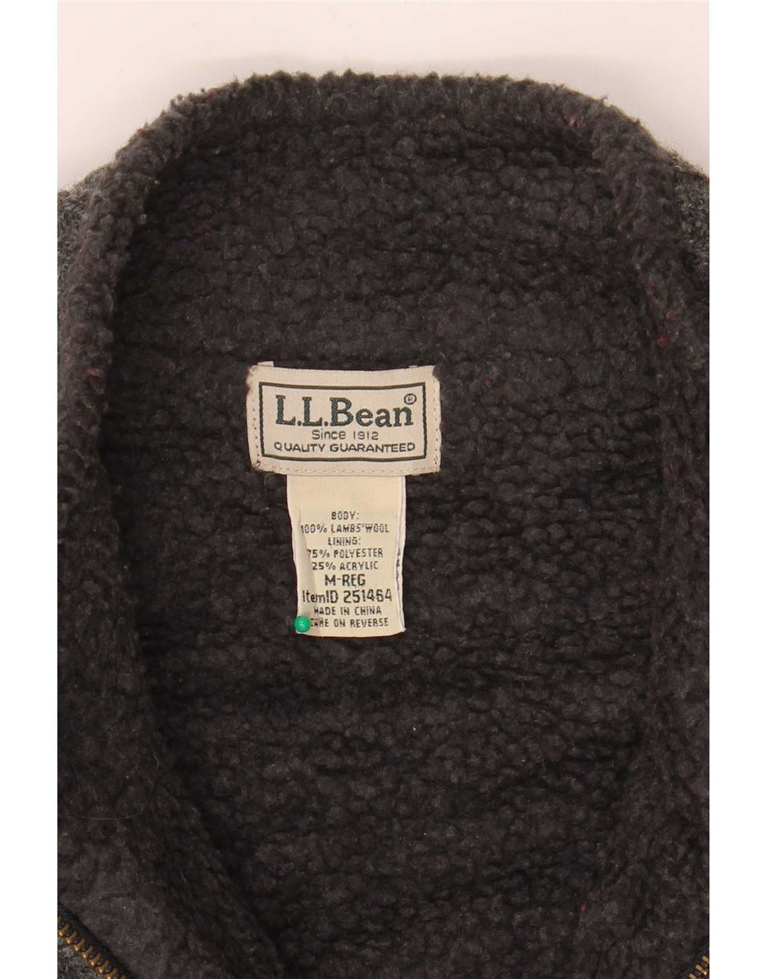 Мужской свитер-кардиган L.L.Bean из шерпы среднего серого цвета из овечьей шерсти