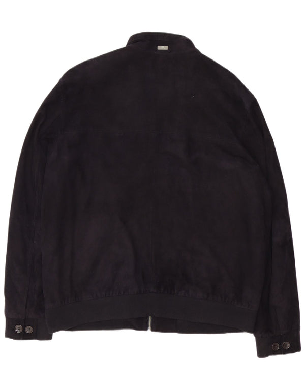 Мужская замшевая куртка-бомбер Christian Berg UK 46 3XL темно-синяя кожаная