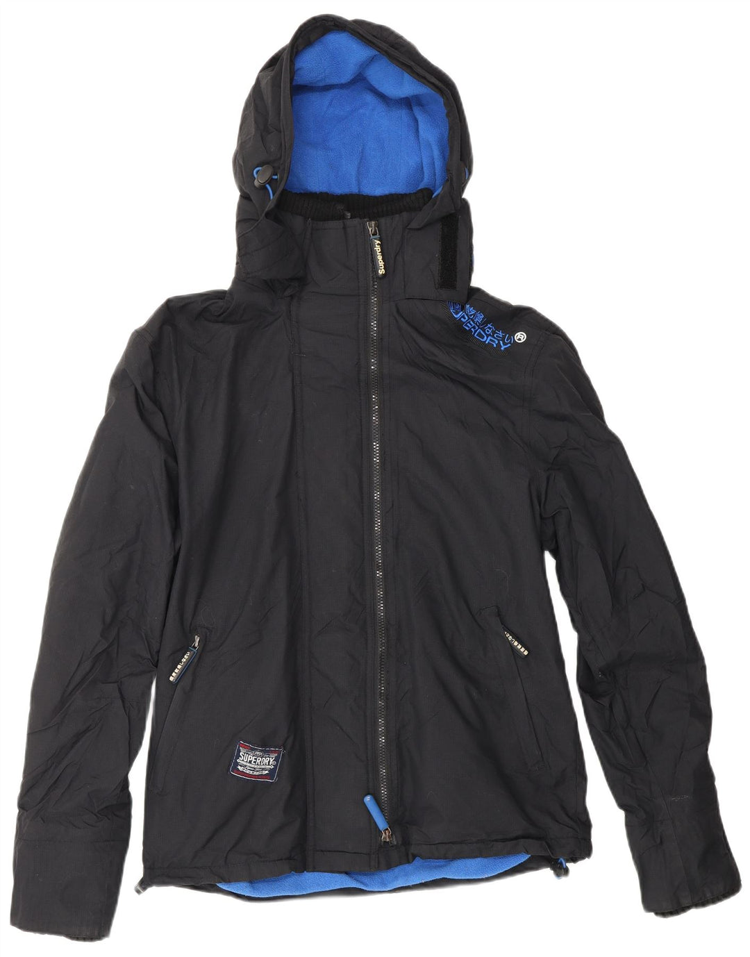 SUPERDRY Женская ветровка с капюшоном UK 14 Средний Черный