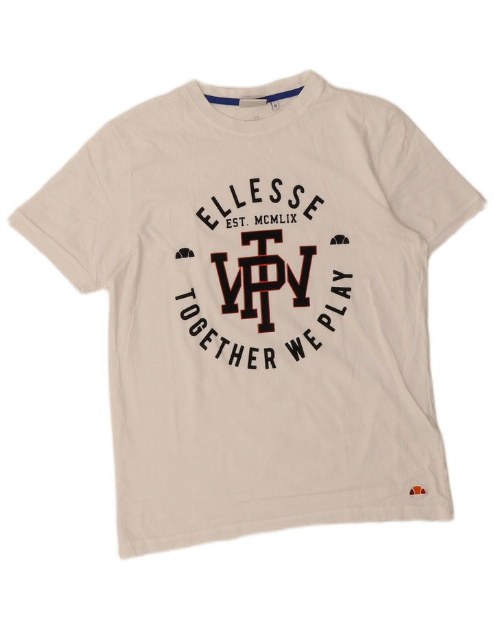 Женская футболка с рисунком Ellesse Top UK 14, средний белый хлопок, хлопок