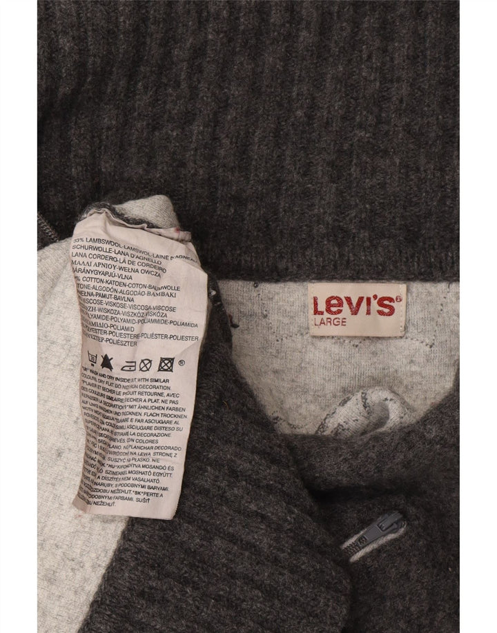 Женский кардиган LEVI'S UK 14, большой серый из овечьей шерсти