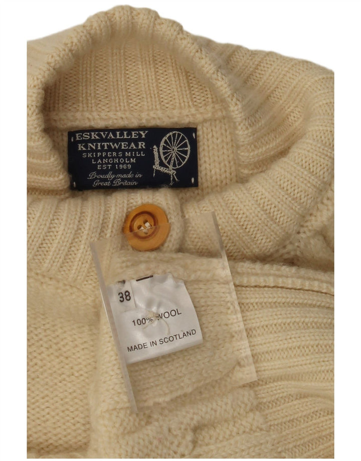 ВИНТАЖНЫЙ женский кардиган-свитер EU 38, средний цвет, белая шерсть