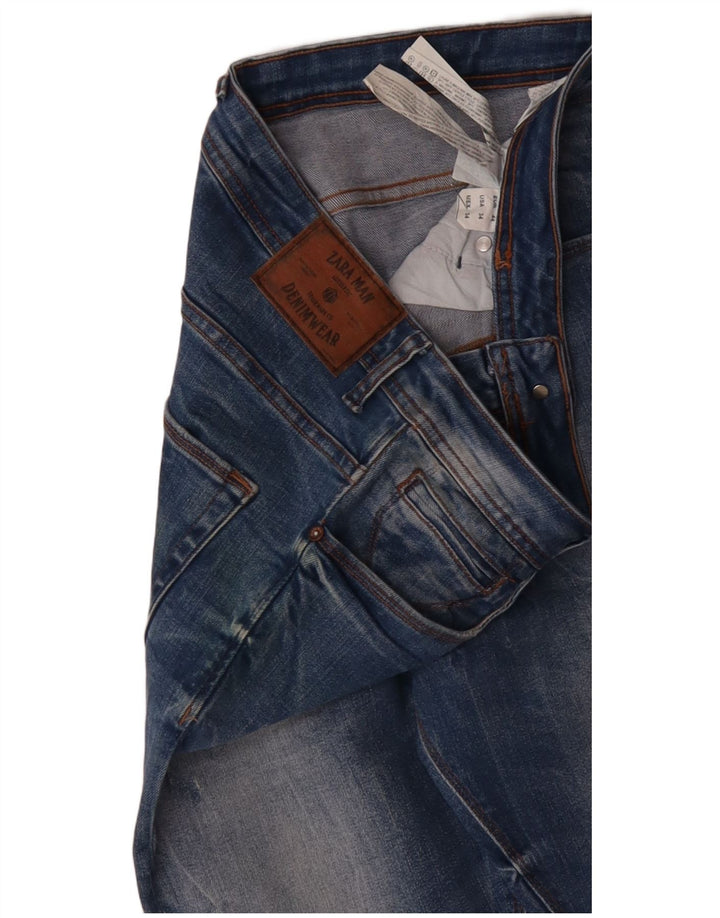 Мужские узкие джинсы ZARA EU 44, большие W34 L31, синие, хлопок