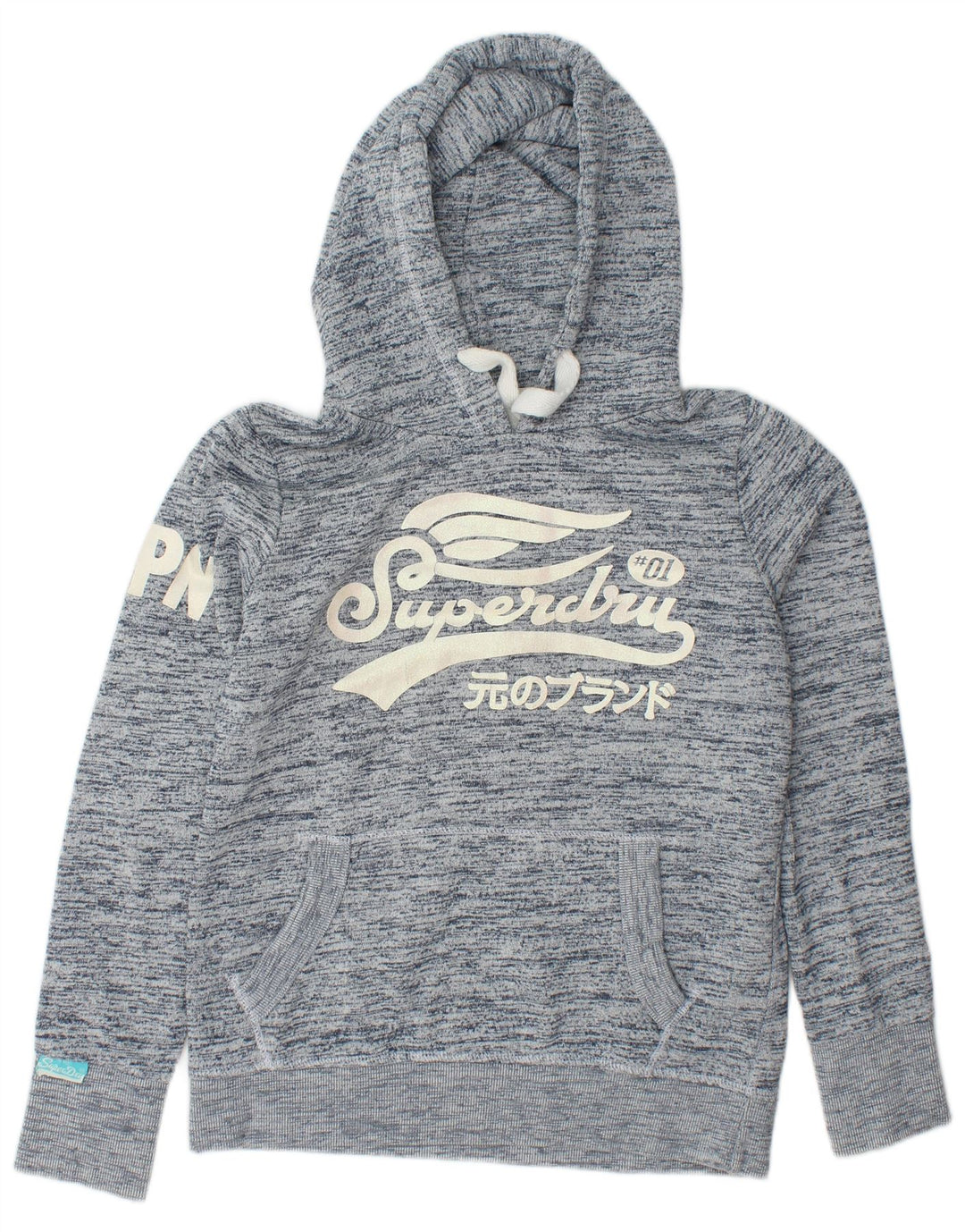 Женский джемпер с капюшоном SUPERDRY UK 16, темно-синий, в крапинку, большой размер, хлопок
