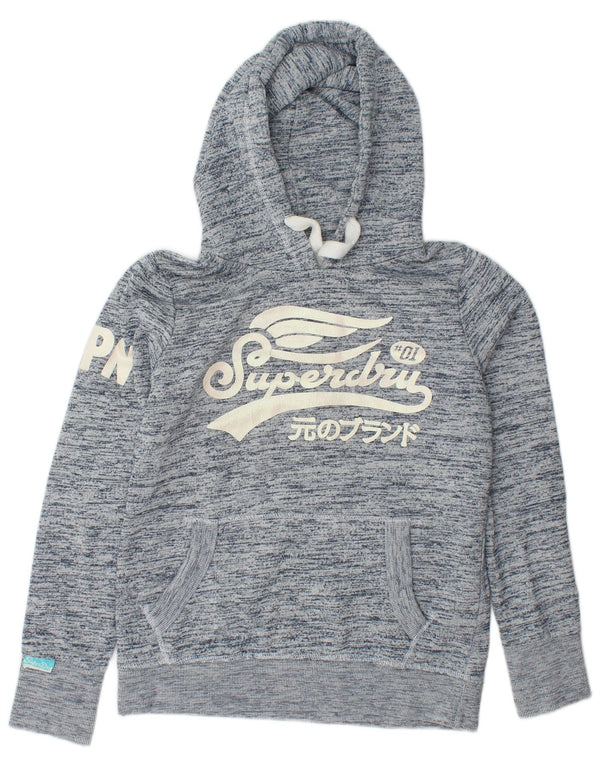 Женский джемпер с капюшоном SUPERDRY UK 16, темно-синий, в крапинку, большой размер, хлопок