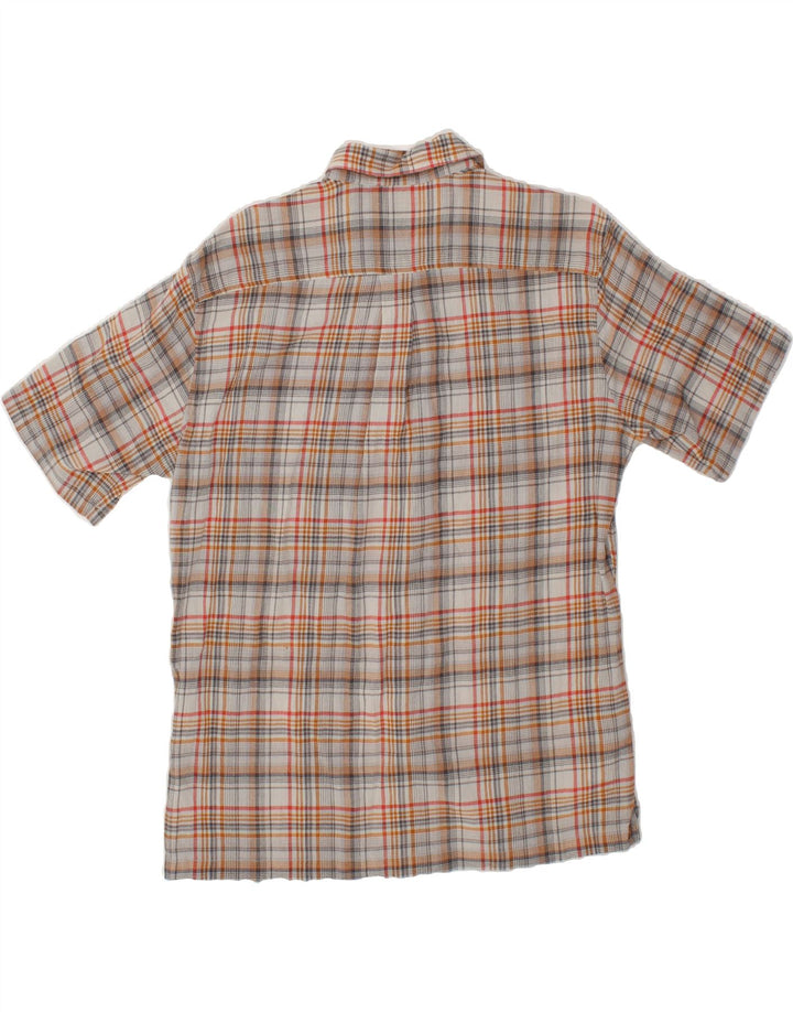 EDDIE BAUER Mens Classic Fit Short Sleeve Shirt Large Grey Check Cotton Vintage Eddie Bauer and Second-Hand Eddie Bauer from Messina Hembry 