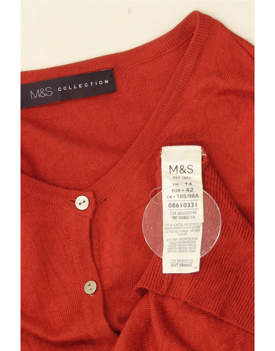 Женский кардиган Marks & Spencer UK 14 средний оранжевый вискозный