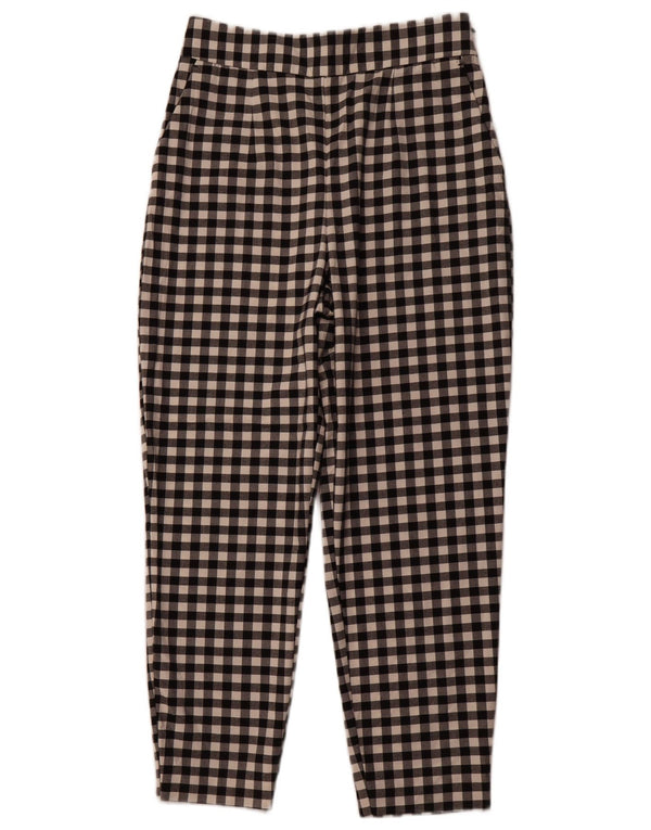 Женские зауженные брюки чинос ZARA, средний размер W28 L26, черный полиэстер в мелкую клетку