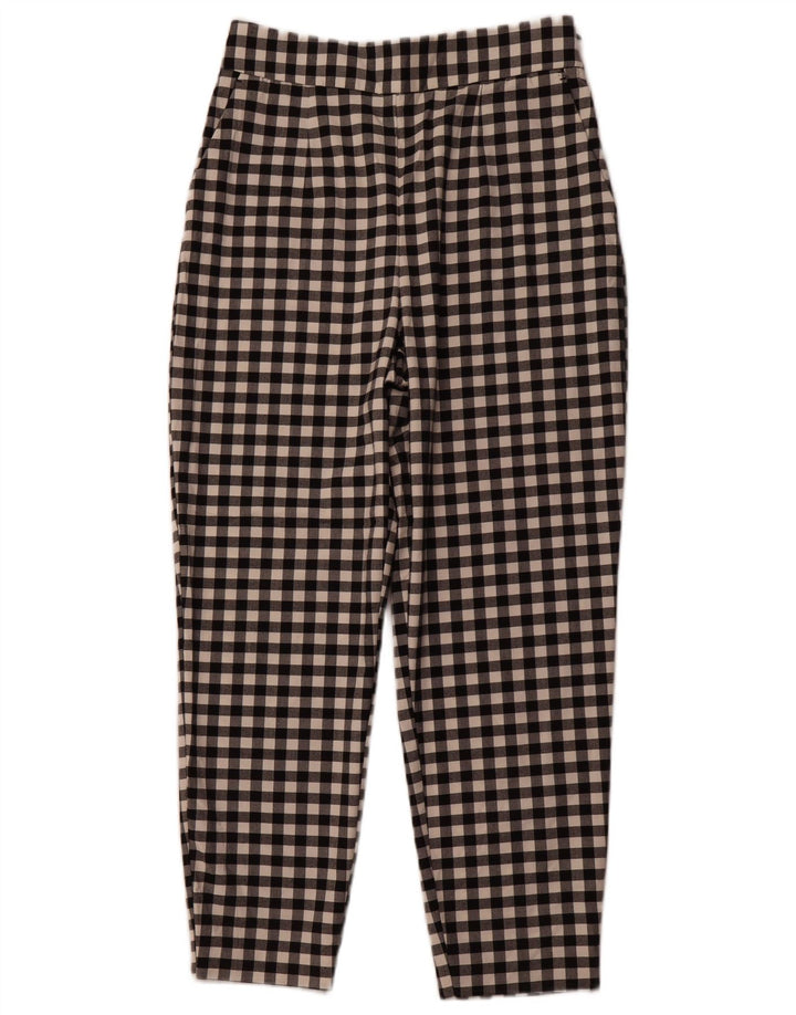 Женские зауженные брюки чинос ZARA, средний размер W28 L26, черный полиэстер в мелкую клетку