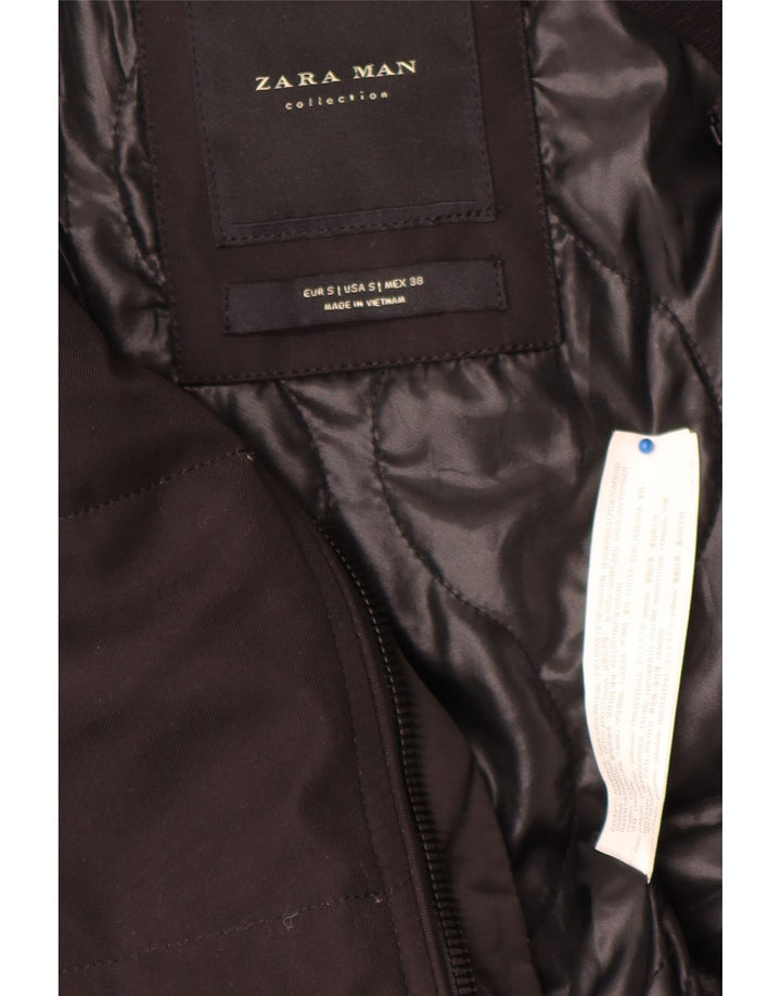 Мужская стеганая куртка Zara UK 36, маленький черный полиэстер