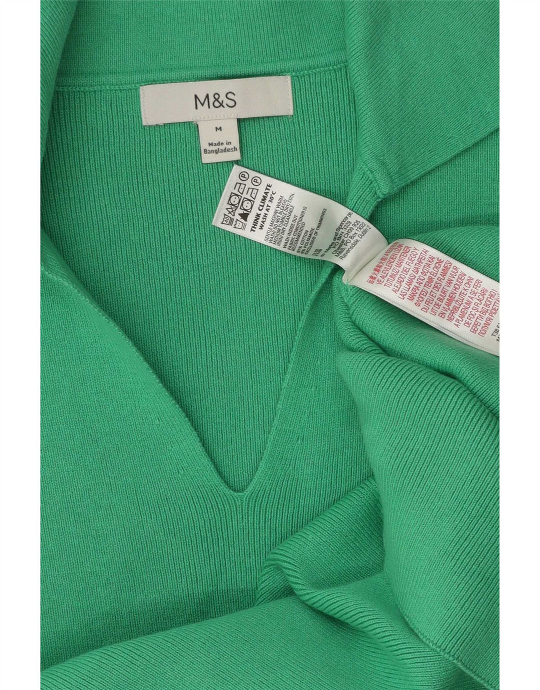 Женская рубашка поло Marks & Spencer UK 12, хлопковый средний зеленый цвет