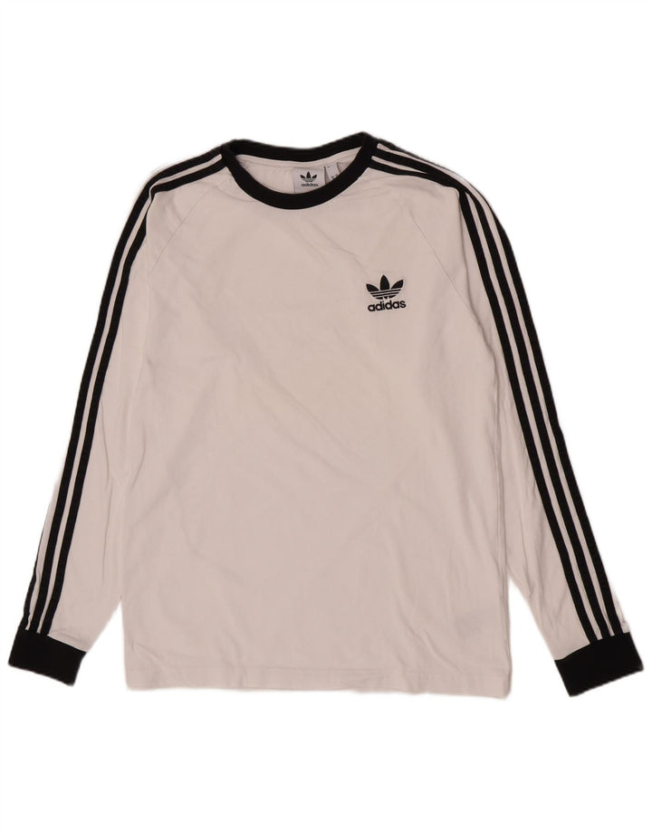 Adidas Mens Regular Top с длинным рукавом, средний белый хлопок