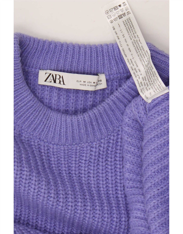 Женский свободный джемпер с круглым вырезом Zara UK 14, средний фиолетовый акрил
