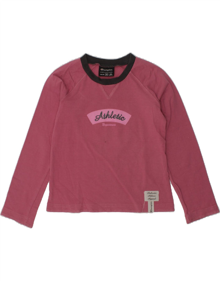 CHAMPION Girls Graphic Top Long Sleeve 5-6 Years XS Pink Cotton | Vintage Champion | Thrift | Second-Hand Champion | Used Clothing | Messina Hembry 