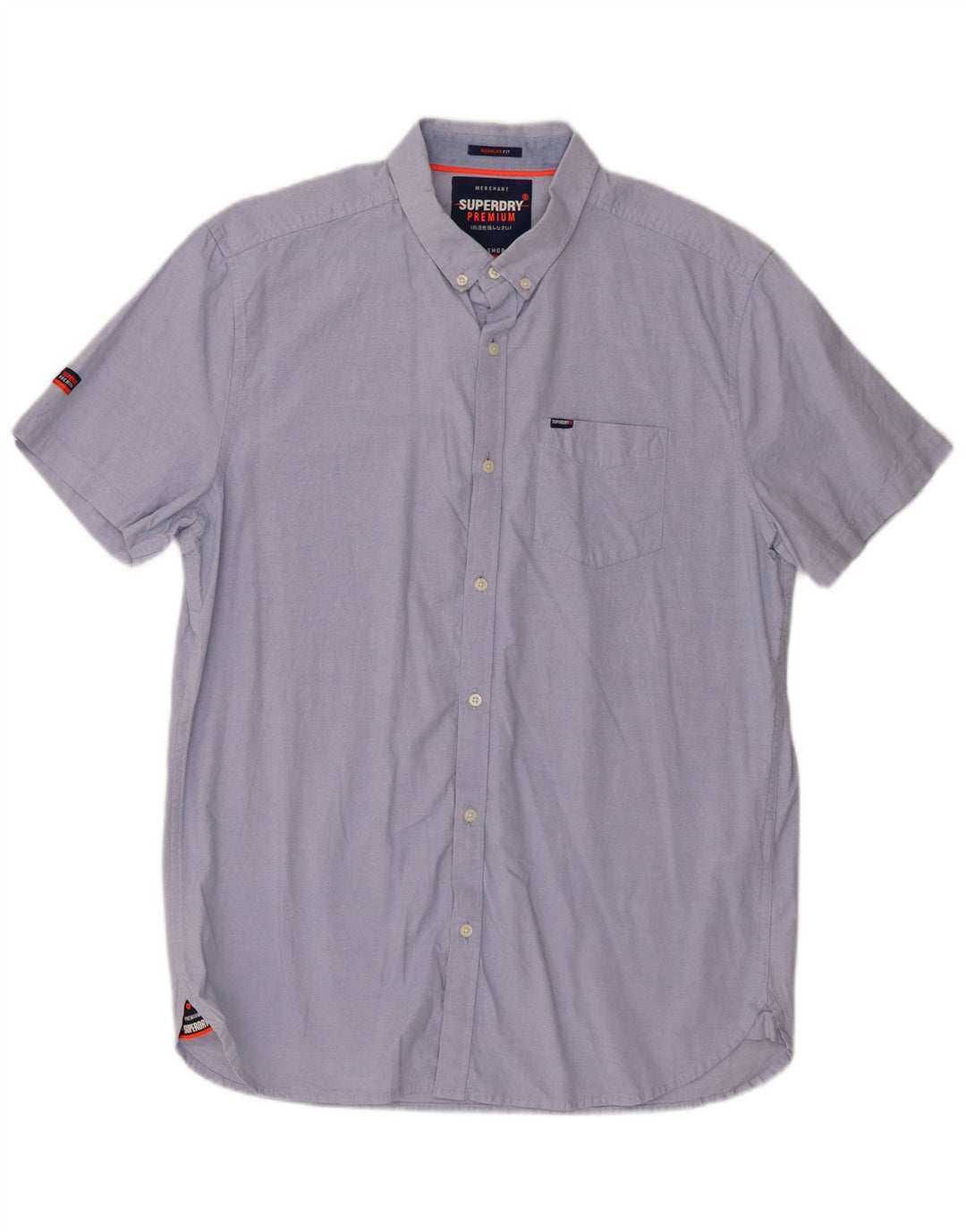 Мужская рубашка обычного кроя с коротким рукавом Superdry XL, синяя, хлопок