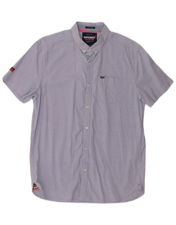 Мужская рубашка обычного кроя с коротким рукавом Superdry XL, синяя, хлопок