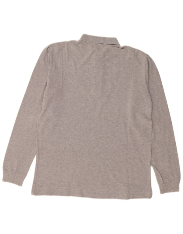 Мужская рубашка поло BENETTON с длинным рукавом, серая, в крапинку