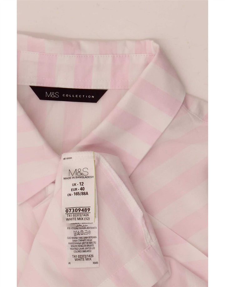 Женская рубашка с коротким рукавом Marks & Spencer UK 12, средний белый в полоску